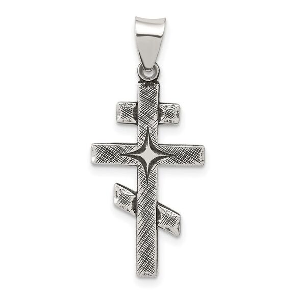Kazi Luxury Sterling Silver Antiqued Textured Jerusalem Cross Pendant